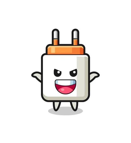 Illustration Cute Power Adapter Doing Scare Gesture Cute Design — Stock Vector