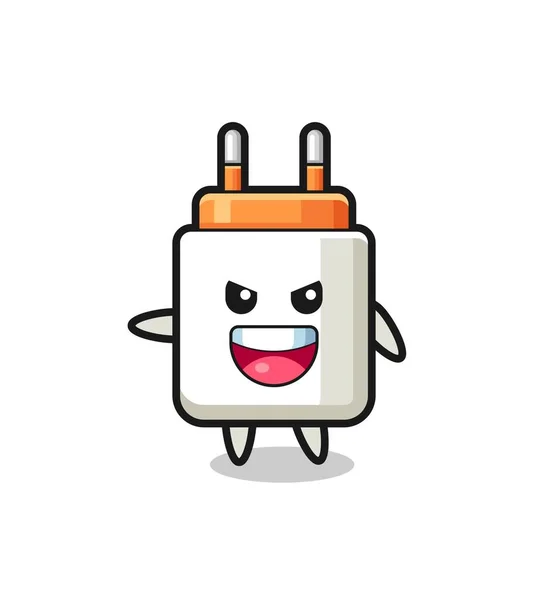 Power Adapter Cartoon Very Excited Pose Cute Design — Stock Vector
