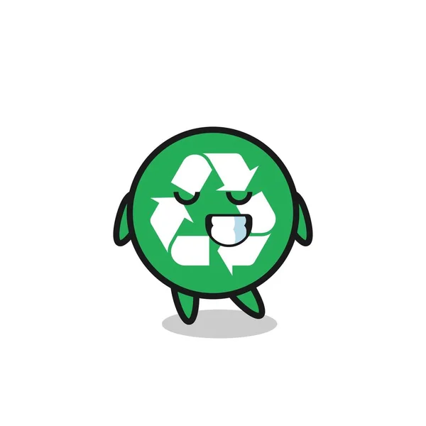 Recycling Cartoon Illustration Mit Schüchternem Gesichtsausdruck Niedliches Design — Stockvektor