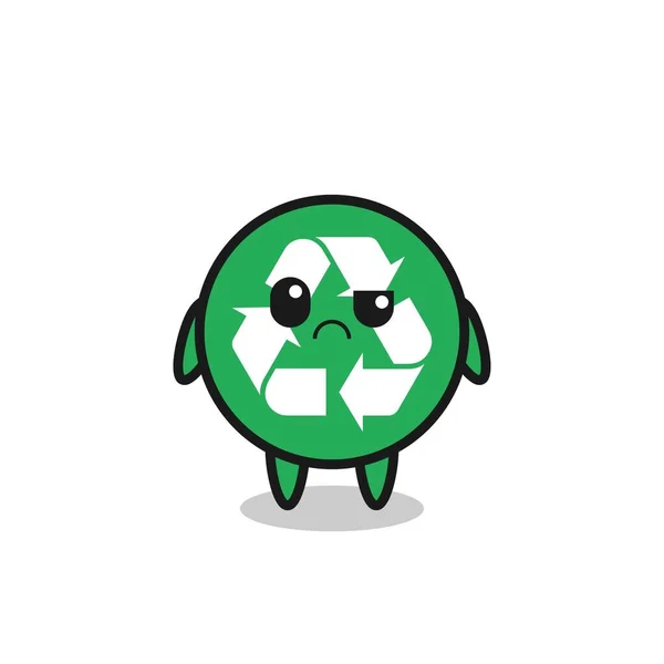 Mascota Del Reciclaje Con Cara Escéptica Lindo Diseño — Archivo Imágenes Vectoriales