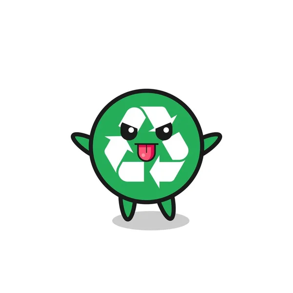 Zlobivý Recyklační Charakter Posměšné Póze Roztomilý Design — Stockový vektor