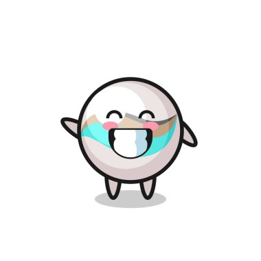 Mermer oyuncak çizgi film karakteri el hareketi yapıyor, şirin tasarım.