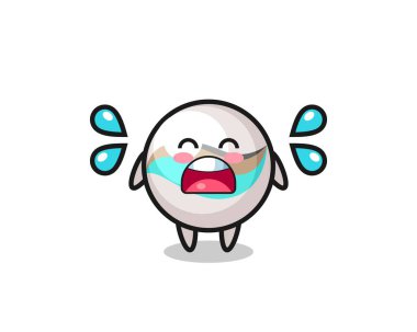 Mermer oyuncak karikatür çizimi. Ağlama hareketi, şirin tasarım.