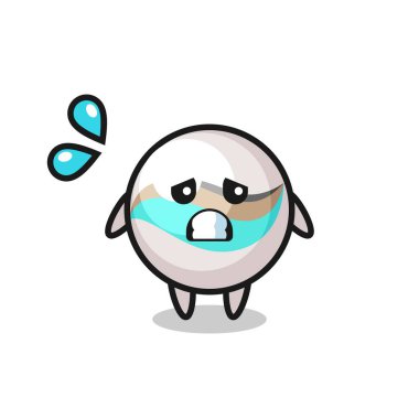 Mermer oyuncak maskot karakteri korkmuş jest, şirin tasarım