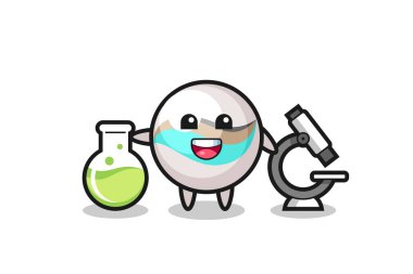 Bilim adamı olarak mermer oyuncağın maskot karakteri, şirin tasarım.