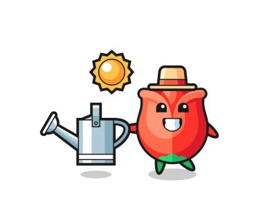 Gül suyu kutusu çizgi film karakteri, şirin bir tasarım.