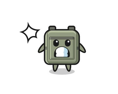 Okul çantası karakteri. Şok edici bir jest, şirin bir tasarım.