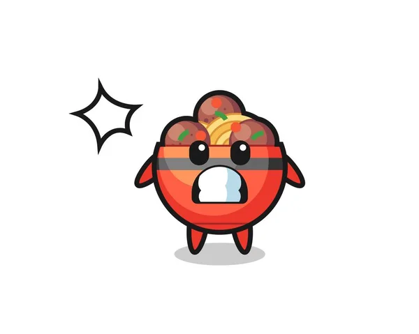 Meatball Bol Personnage Dessin Animé Avec Geste Choqué Design Mignon — Image vectorielle