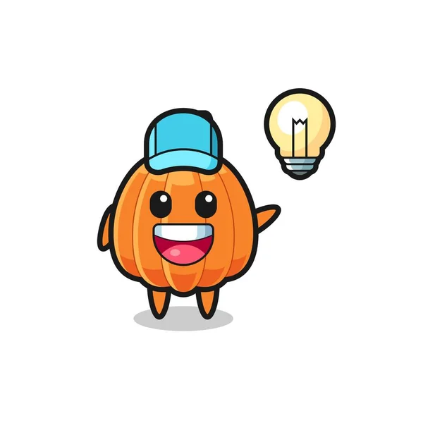 Pumpkin Character Cartoon Getting Idea Cute Design — Stock Vector