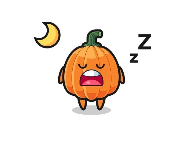 Calabaza Carácter Ilustración Durmiendo Noche Lindo Diseño — Vector de stock