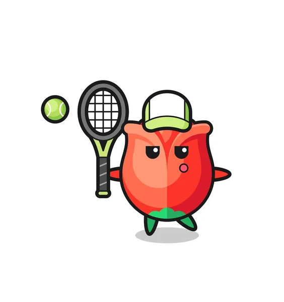 Personagem Desenhos Animados Rosa Como Jogador Tênis Design Bonito — Vetor de Stock