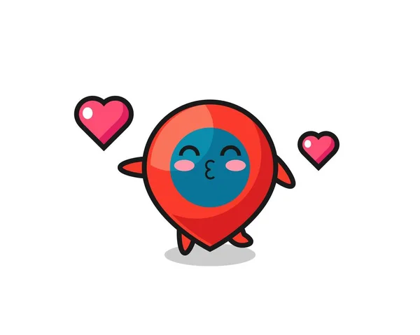 Localização Símbolo Personagem Desenhos Animados Com Gesto Beijo Projeto Bonito —  Vetores de Stock