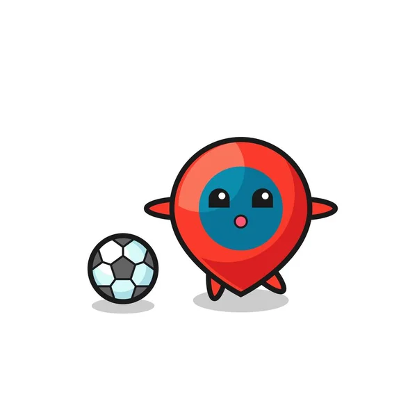 Ilustracja Lokalizacji Symbol Kreskówki Jest Gra Piłkę Nożną Ładny Design — Wektor stockowy