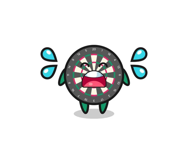 Dart Board Cartoon Illustration Crying Gesture Cute Design — Stock Vector