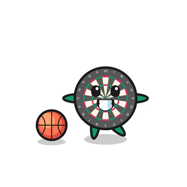 Мультфильм Про Дартс Игра Баскетбол Симпатичный Дизайн — стоковый вектор