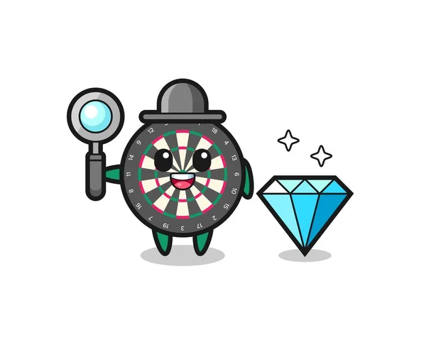 ダイヤモンド かわいいデザインのダーツボードキャラクターのイラスト — ストックベクタ