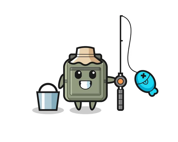 书包作为渔夫的吉祥物 可爱的设计 — 图库矢量图片