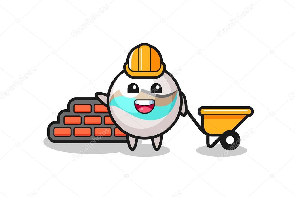 Cartoon character of marble toy as a builder , cute design