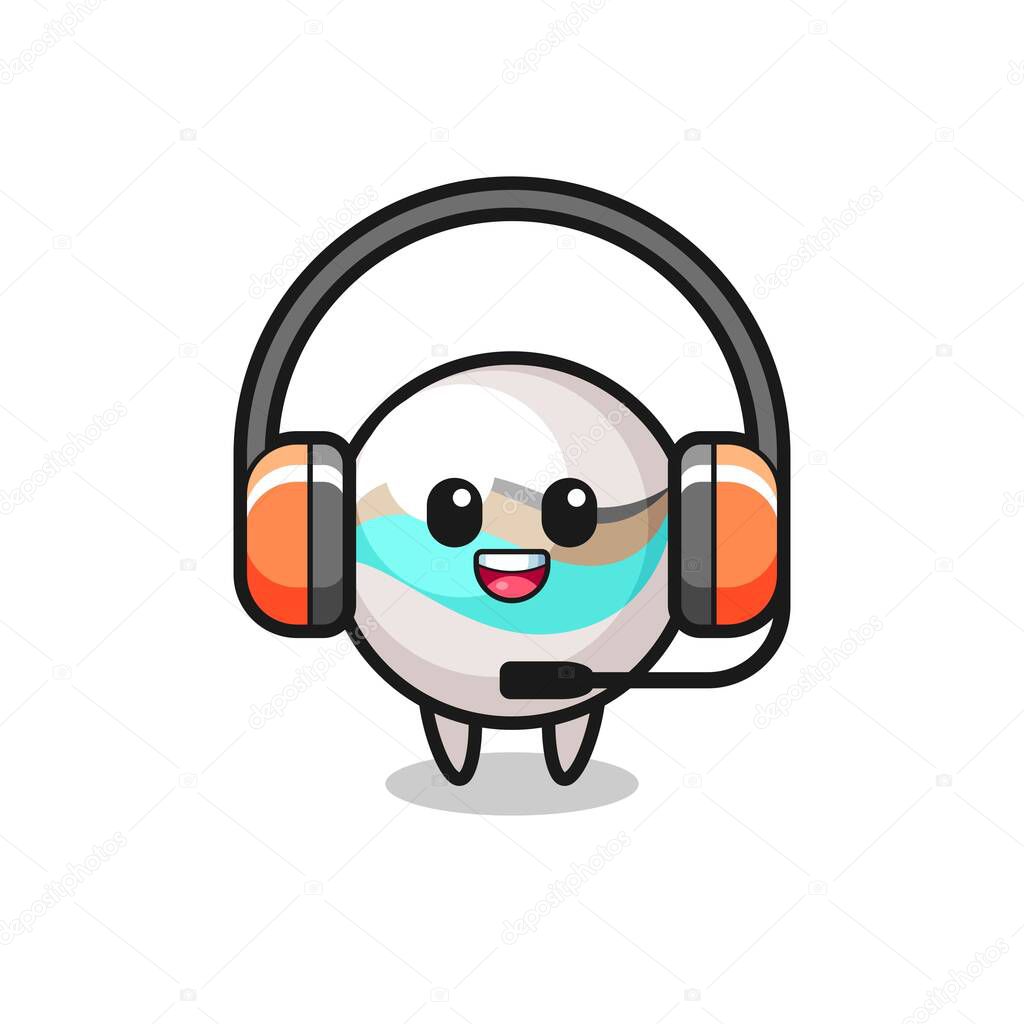 Cartoon mascot of marble toy as a customer service , cute design