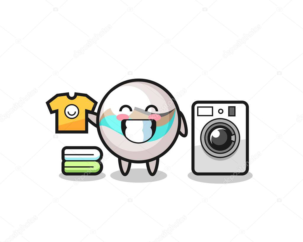 Mascot cartoon of marble toy with washing machine , cute design