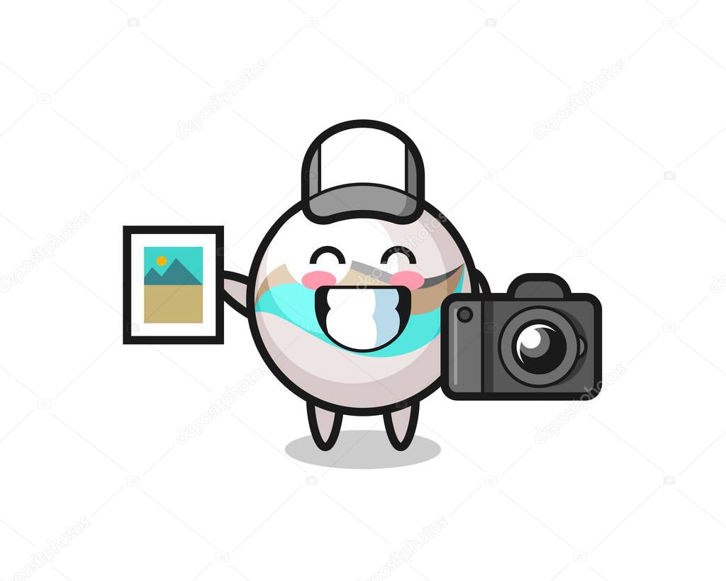 Character Illustration of marble toy as a photographer , cute design