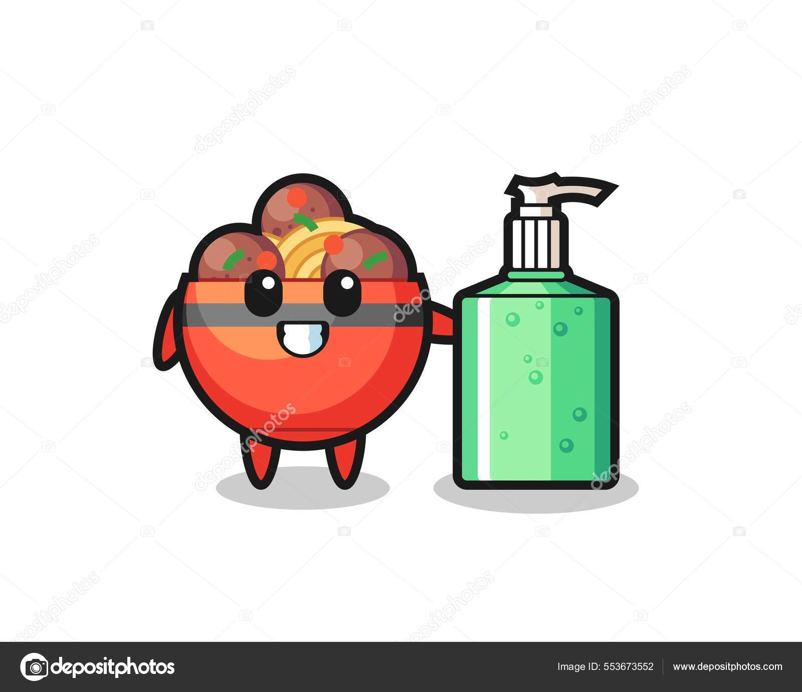 Bonito Almôndega Tigela Desenhos Animados Com Mão Higienizar Vetor de  ©heriyusuf.rap@gmail.com 553673552, image size:1600x1380