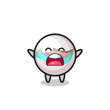 Şirin mermer maskot esneme ifadesi ve güzel tasarımı var.