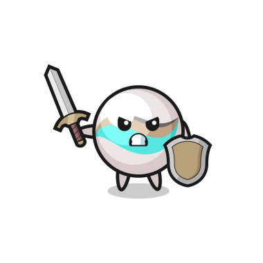 Şirin mermer oyuncak asker kılıçla ve kalkanla savaşıyor, şirin tasarım.