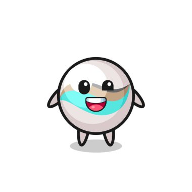 Garip pozları olan, şirin tasarımı olan mermer bir oyuncağın çizimi