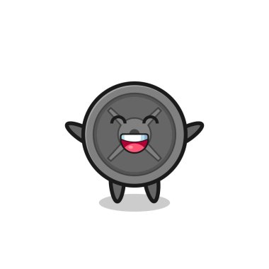 Mutlu bebek halter plakalı çizgi film karakteri, şirin tasarım.