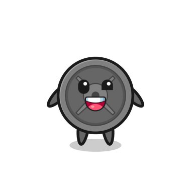 Tuhaf pozları olan, şirin bir halterin çizimi.