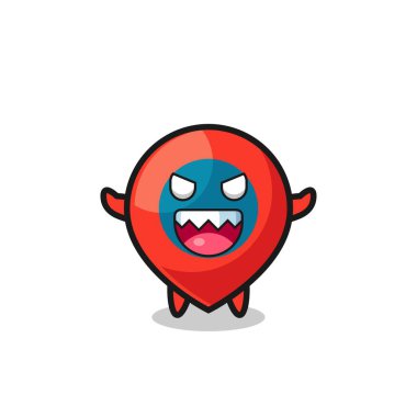 Şeytani konum sembolü maskot karakteri, şirin tasarım.