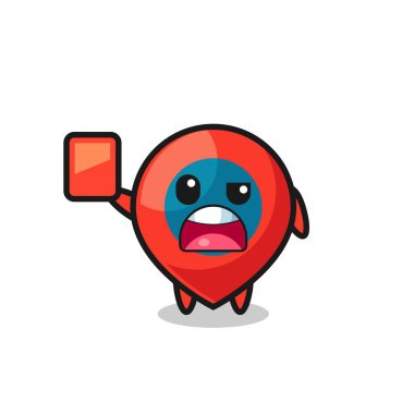 konum sembolü şirin maskot hakem kırmızı kart veriyor, şirin tasarım