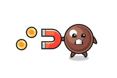 Tapyoka incisinin karakteri altın sikkeleri yakalamak için bir mıknatıs tutar, şirin tasarım.