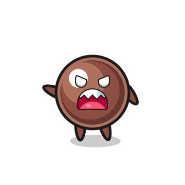 Sevimli tapyoka inci karikatür çok kızgın bir poz, şirin tasarım