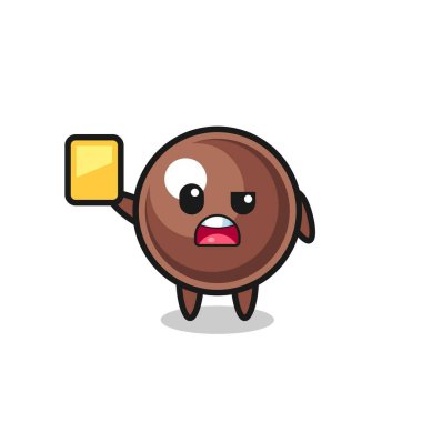 bir futbol hakemi olarak tapyoka karakteri sarı kart veriyor, şirin bir tasarım.