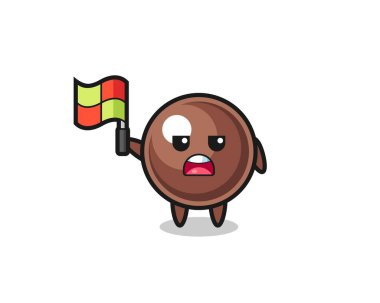 tapioca inci karakteri çizgi hakemi bayrağı asıyor, şirin tasarım