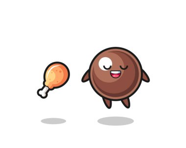 Şirin tapyoka incileri yüzüyor ve cezbedici çünkü kızarmış tavuk, şirin tasarım