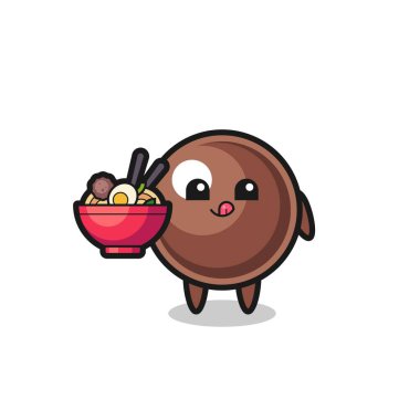 Tatlı tapyoka karakteri erişte yiyor, şirin bir tasarım.