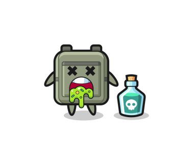 Zehirlenme sonucu kusan bir okul çantasının resmi, şirin tasarım.