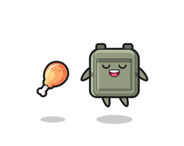 Şirin okul çantası yüzüyor ve cezbedici çünkü kızarmış tavuk, şirin tasarım