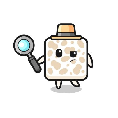 Tempeh dedektif karakteri bir davayı inceliyor, şirin bir tasarım.