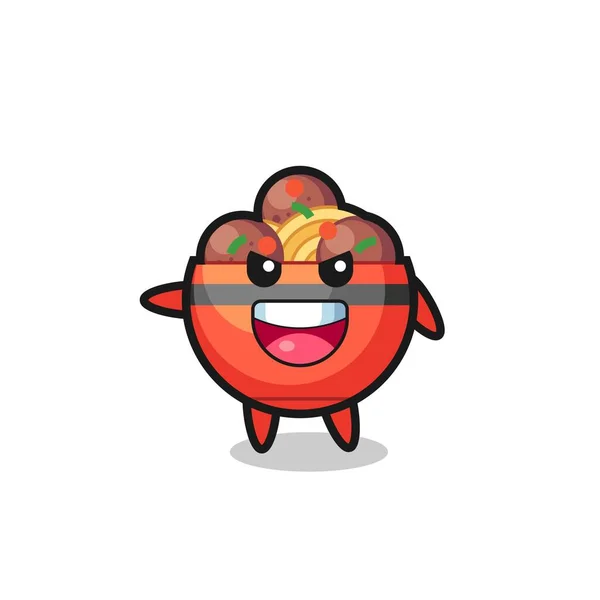 Meatball Bol Dessin Animé Avec Des Pos Très Excités — Image vectorielle