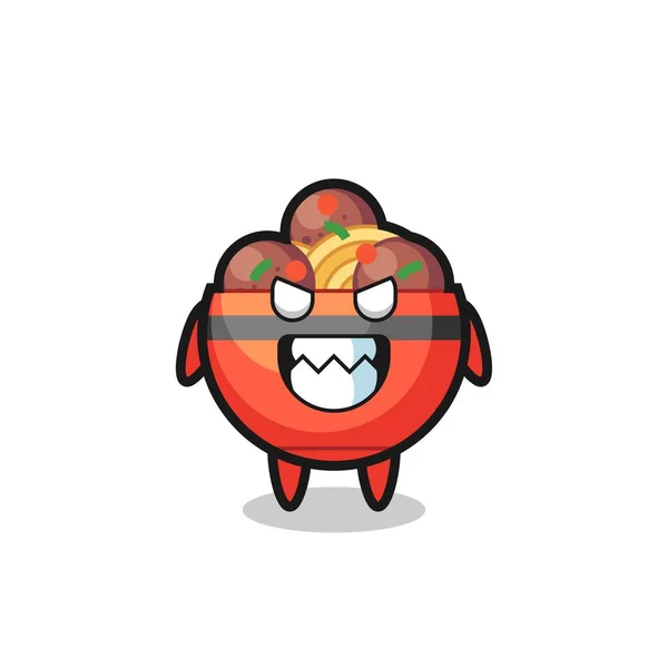 ミートボール丼の悪表現かわいいマスコットキャラクター — ストックベクタ