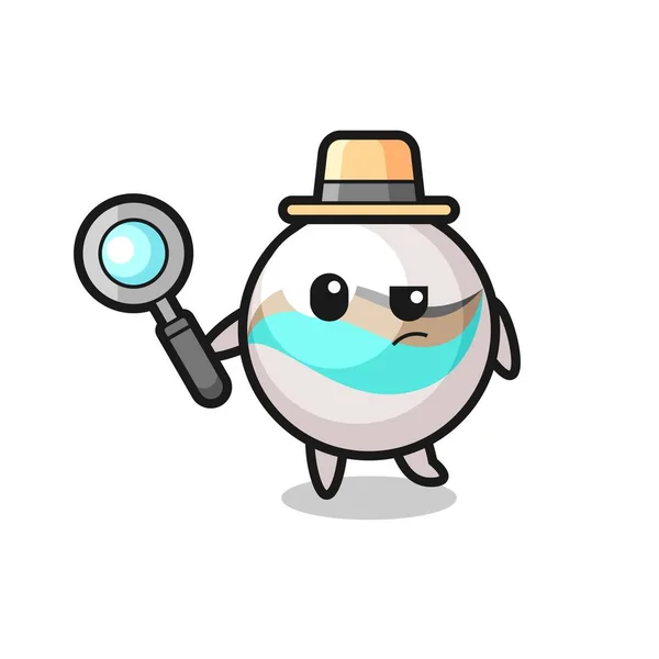 Personaje Detective Juguete Mármol Está Analizando Caso Lindo Diseño — Vector de stock