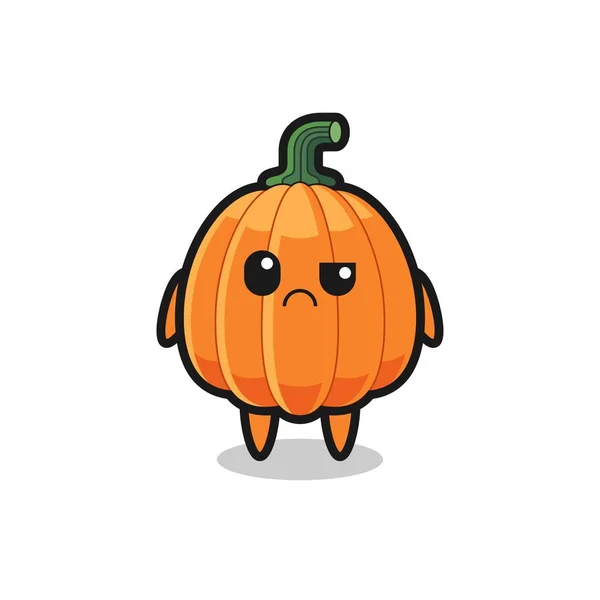 Mascot Pumpkin Sceptical Face Cute Design — Stock Vector