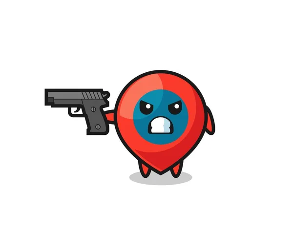 Emplacement Mignon Symbole Personnage Tirer Avec Pistolet Design Mignon — Image vectorielle