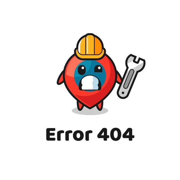 Errore 404 Con Mascotte Carino Posizione Simbolo Disegno Carino — Vettoriale Stock