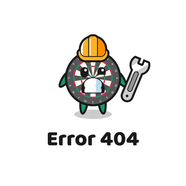 かわいいダーツボードマスコット かわいいデザインのエラー404 — ストックベクタ