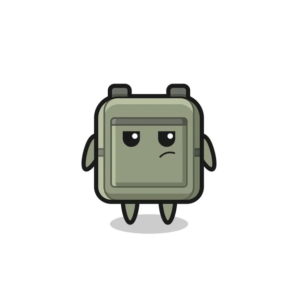 Lindo Personaje Bolsa Escuela Con Expresión Sospechosa Lindo Diseño — Vector de stock